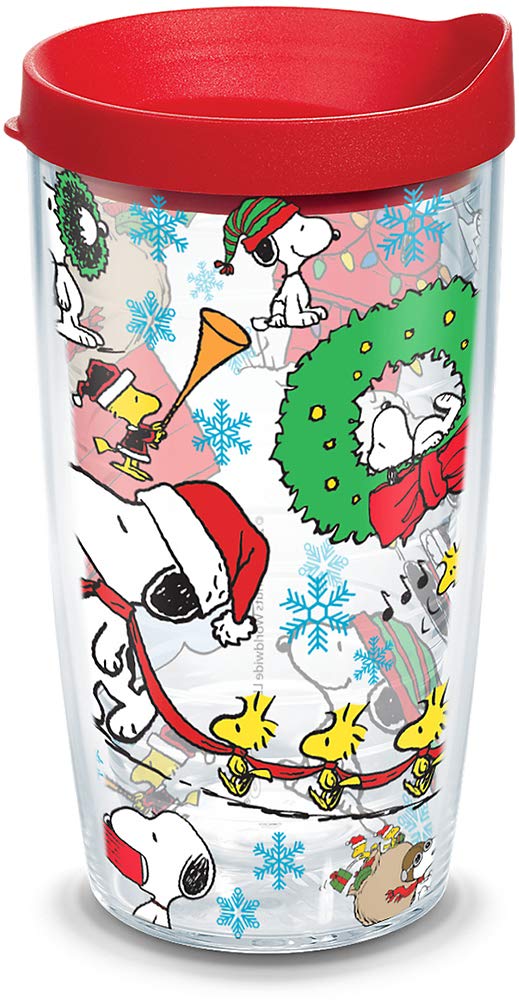 Tervis Peanuts Christmas Collage Made in USA Double Walled Insulated Tumbler Travel Cup Keeps Drinks Cold & Hot, 16oz, Classic