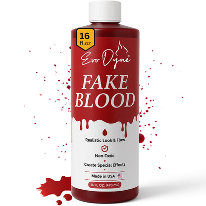 Evo Dyne Fake Blood (16 FL OZ), Made in the USA - Fake Blood for Halloween Costumes & Parties | Looks & Feels Like Real Blood