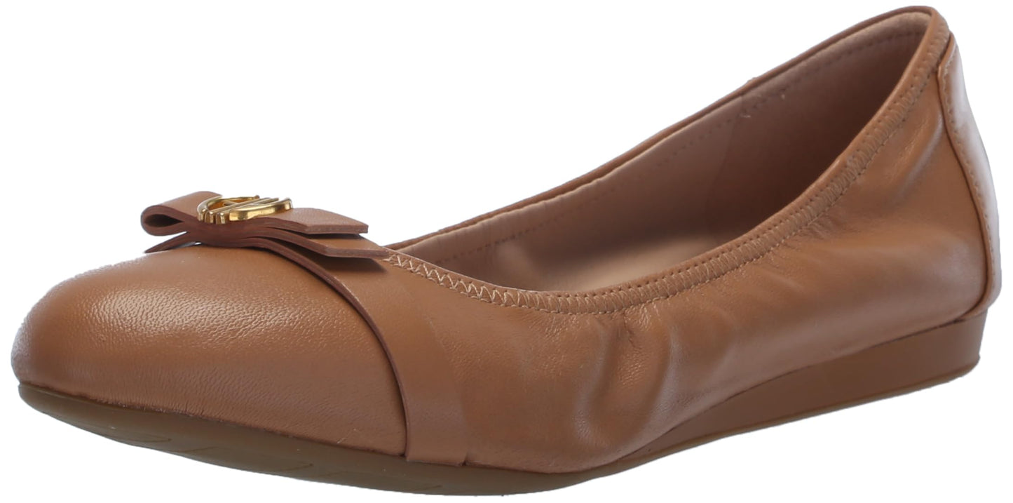 Cole Haan Women's Tova Bow Ballet Flat, Pecan Leather, 9