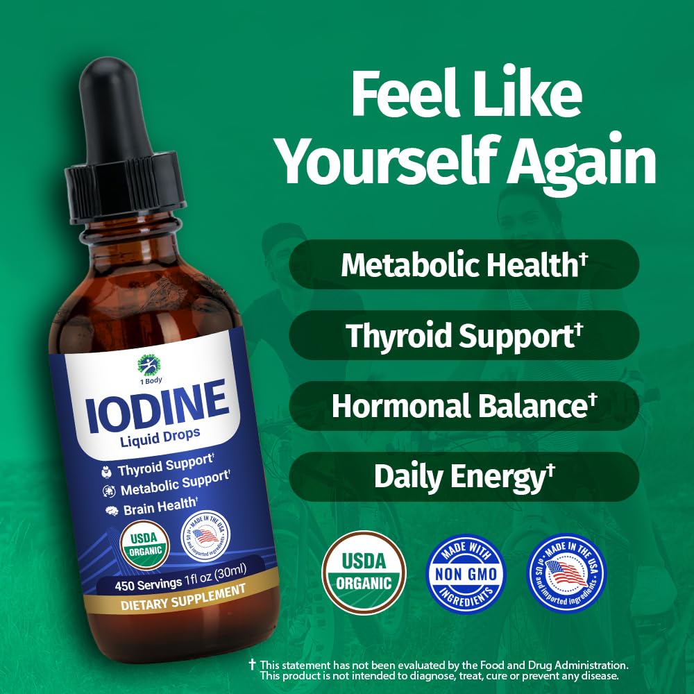 1 Body Thyroid Support Supplement (Iodine Drops 1 Pack)