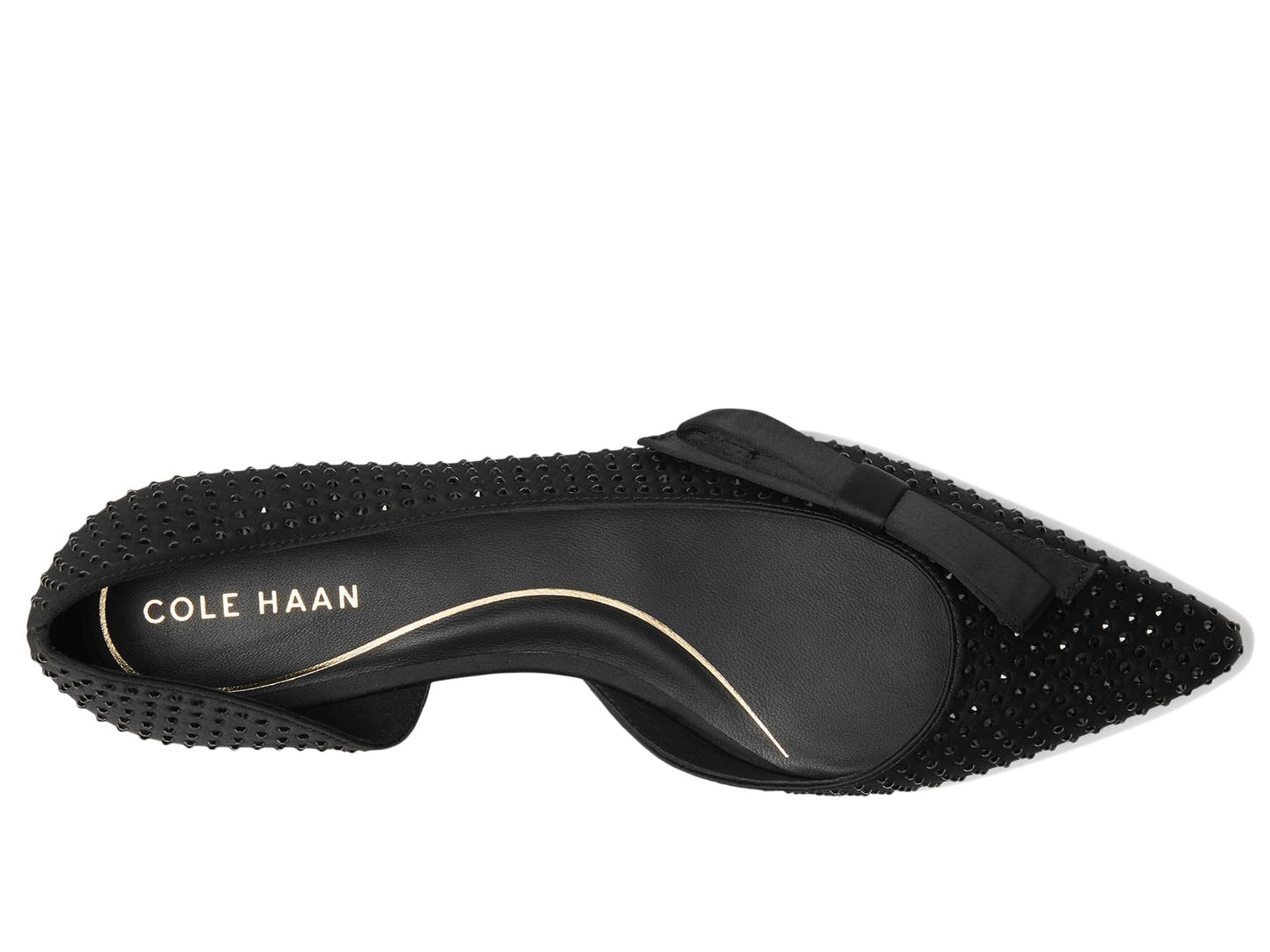 Cole Haan Women's Noella Bow Skimmer Loafer, Black Satin, 8.5