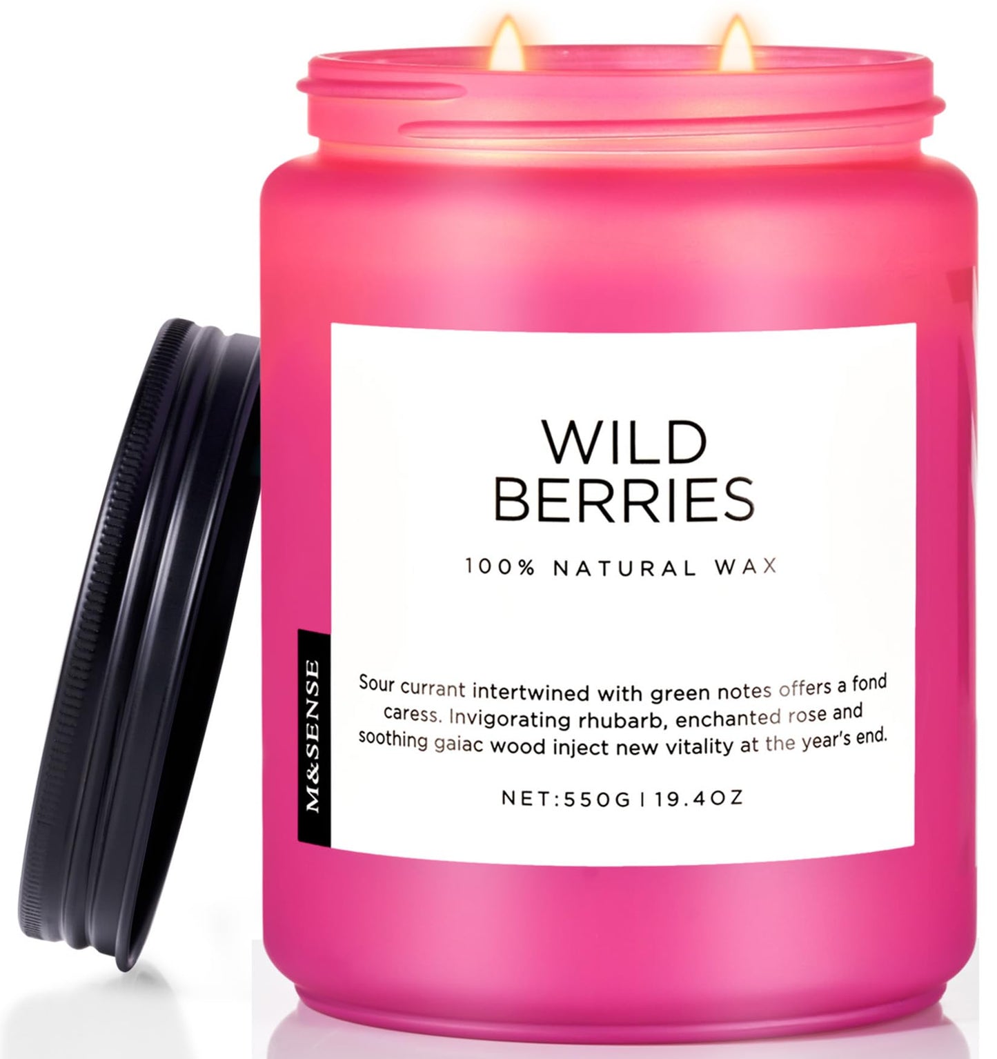 M&SENSE Wild Berries Large Soy Candles for Home Scented Organic Natural Soy Wax Candle 19.4oz 110 Hour Long Lasting, Christmas Holiday Scented Winter Gift for Bedroom Bathroom Home Decor
