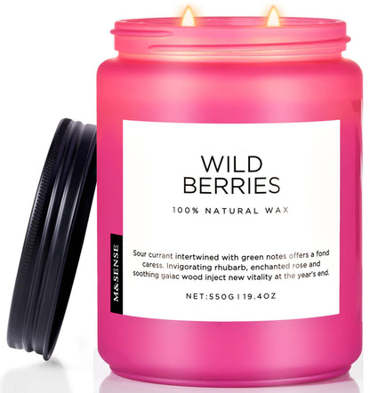 M&SENSE Wild Berries Large Soy Candles for Home Scented Organic Natural Soy Wax Candle 19.4oz 110 Hour Long Lasting, Christmas Holiday Scented Winter Gift for Bedroom Bathroom Home Decor