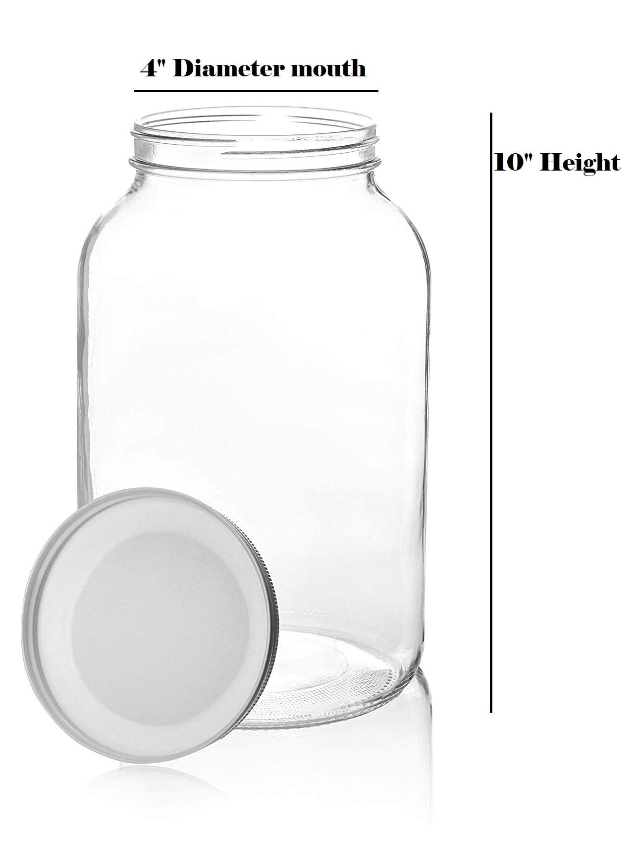kitchentoolz Gallon Jar 1 Gallon Glass Jar with Lid – Wide Mouth Large Glass Jar for Fermenting, Pickling, Canning, Water Glassing Eggs, Kombucha, and Food Storage – BPA-Free, Made in USA (2-Pack)