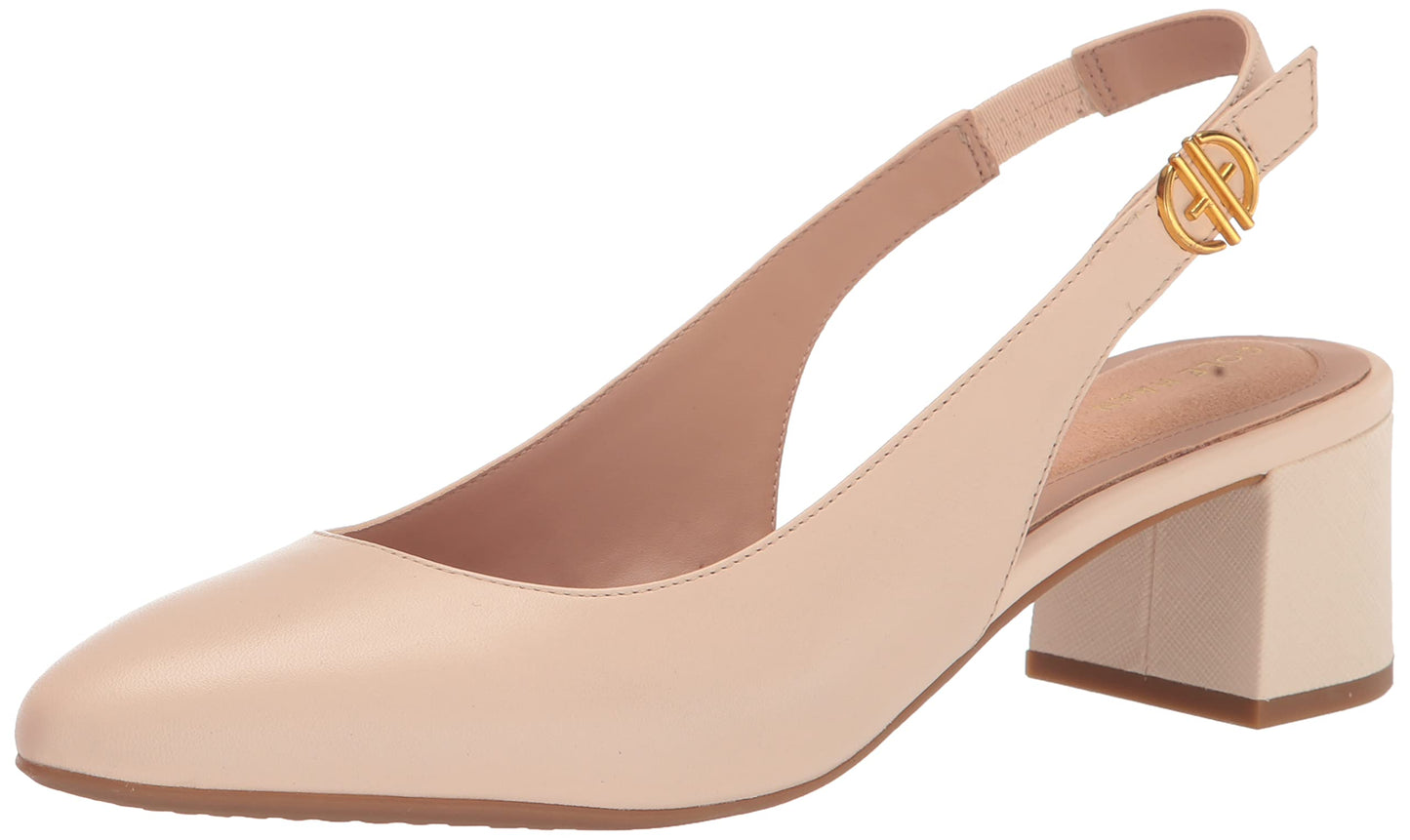 Cole Haan Women's The GO-to Slingback Pump 45MM, Bleached TAN Leather, 9