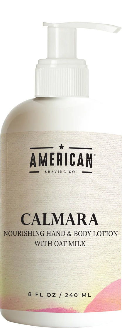 American Shaving Co. Calmara Nourishing Hand & Body Lotion With Oat Milk, 8 Oz, Made in USA, Gentle Formula, Quality Potent Ingredients, Non-GMO, GMP Certified, Cruelty-Free Products