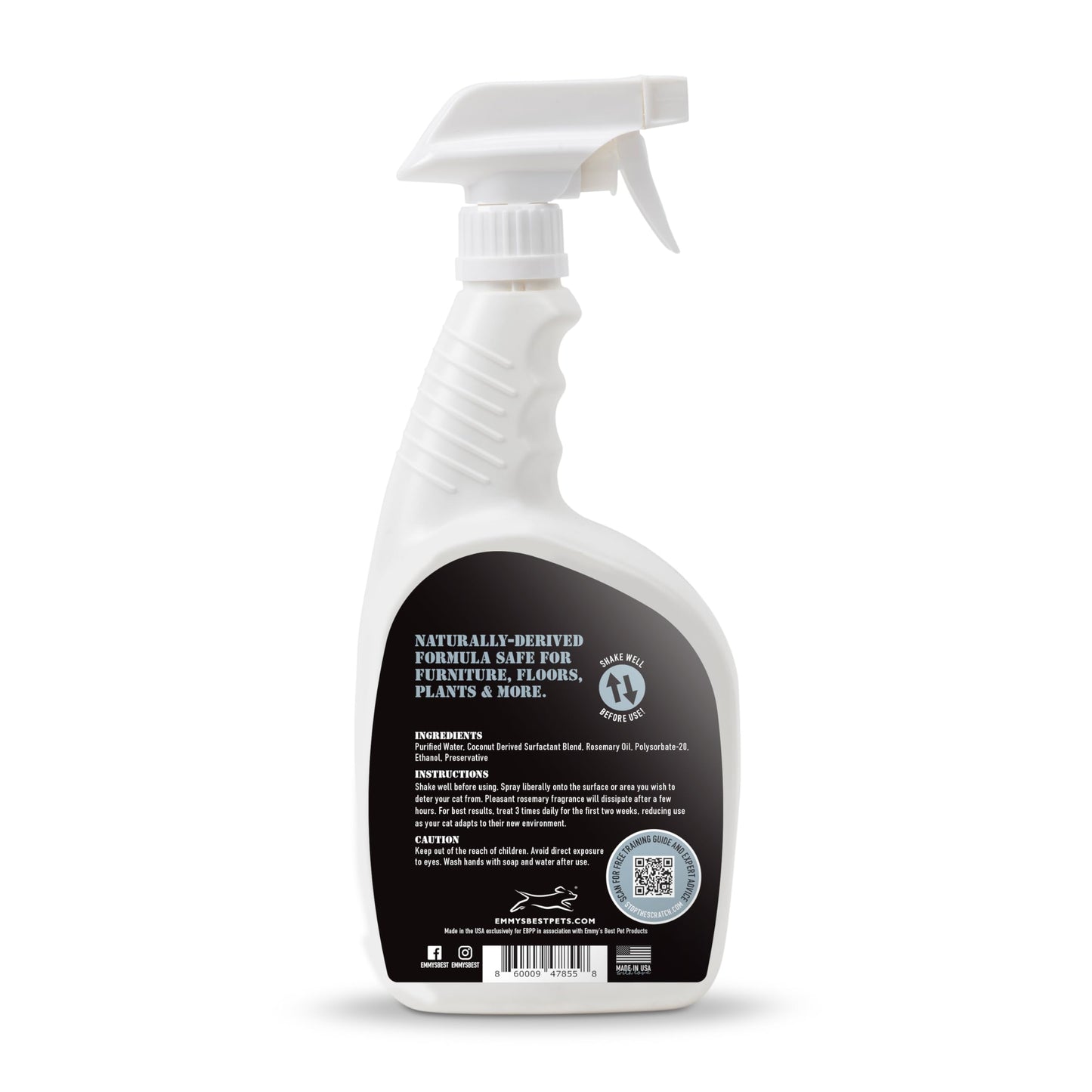 Emmy's Best EBPP Stop The Scratch Cat Spray Deterrent for Kittens and Cats 32oz - Non-Toxic, Safe for Plants, Furniture, Floors and More Cat Deterrent Spray with Rosemary Oil