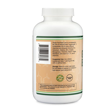 Beef Liver Capsules (1,000mg of Grass Fed, Desiccated Beef Liver per Serving, 180 Capsules, 3 Month Supply) Beef Liver Supplement for Digestion, Immune Health, Energy, and Wellness by Double Wood
