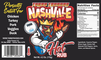 Turbo Trusser | Nashville Hot Rub | For Chicken, Turkey, Duck, Pork & Veggies | Signature Fiery Flavor of Nashville Hot | Made in the USA | 4.2 Oz