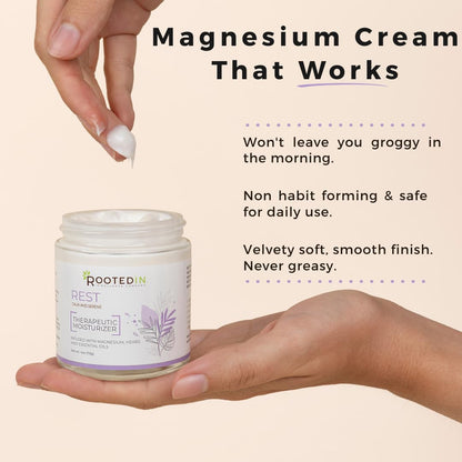 Rooted In Rest Magnesium Lotion for Sleep – Science Backed Sleep Aid – 2X More Magnesium Chloride – Fast, Effective Relaxation with Lavender, Passion Flower & Chamomile - Made in USA – 4 oz