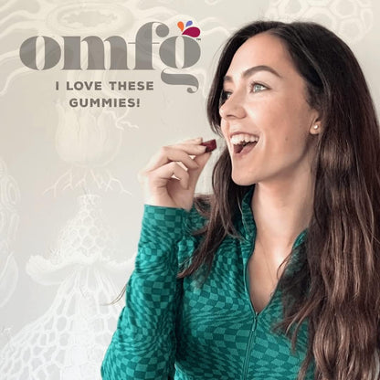 OH MY FUNGI GUMMIES Mushroom Supplement for Brain Health Support – Lions Mane, Cordyceps, B12, DMAE – Vegan Gummy for Focus, Energy & Clarity – Raspberry Peach Flavor (60 Count)