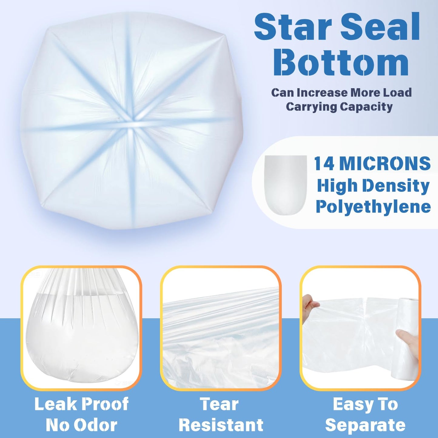 30 33 40 Gallon Clear Trash Bags, 260 Count High Density Garbage Bags, Made in USA, Recycling Trash Can Liners, Puncture-Resistant Plastic Waste Bags for Kitchens Yards Offices Commercial