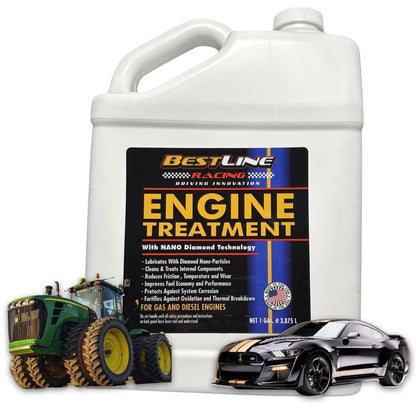 BestLine Racing Nano-Diamond Engine Oil Additive for all Gas & Diesel Engines - Reduces Wear, Noise, Vibration - Boosts Fuel Economy & Horsepower - Made in the USA, Treats 9-10 Gallons of Oil.