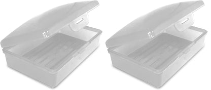 American Comb Travel Soap Box with lid - Translucent White- Set of 2 - Perfect for Traveling, Gym, or Storage. Made in The USA.