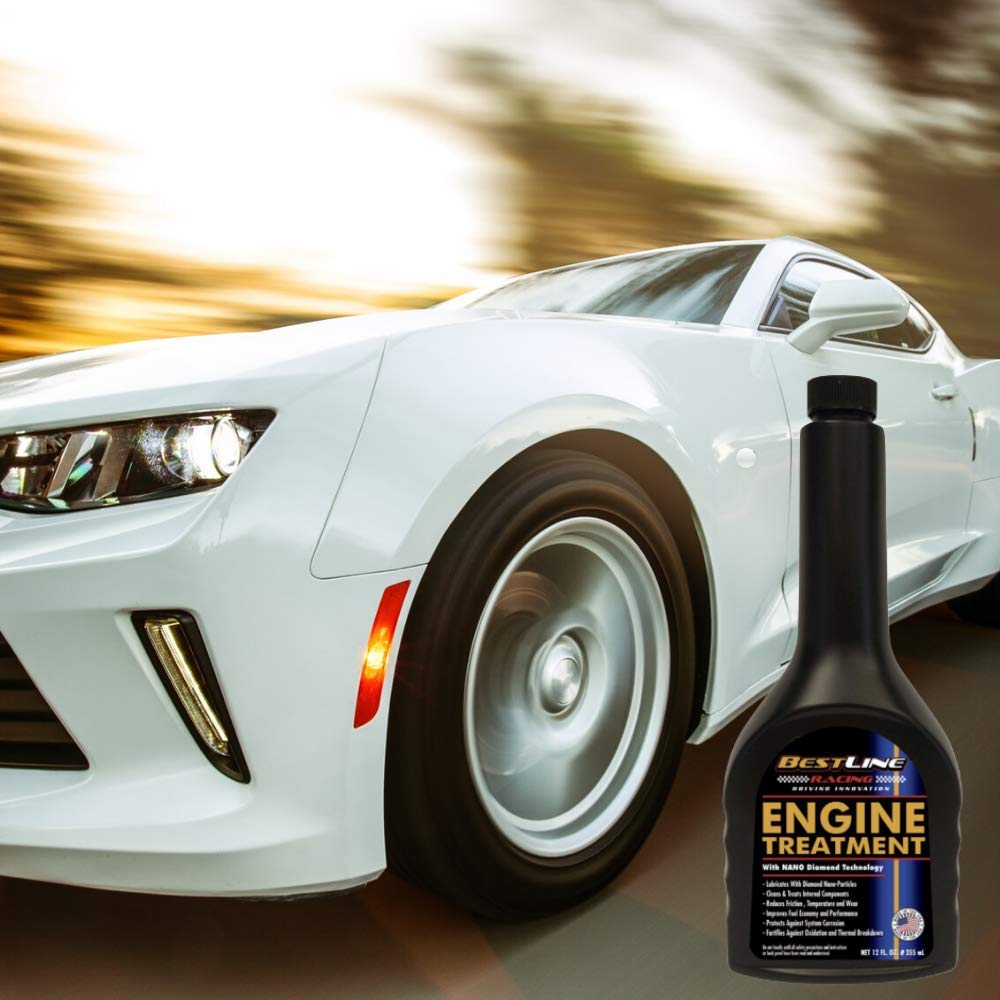 BestLine Racing - Engine Oil Additive for all Gas & Diesel Engines - Reduces Wear, Noise, Vibration - Boosts Fuel Economy & Horsepower - Made in the USA, Treats 5-quarts of oil.