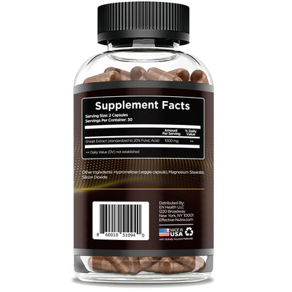EFFECTIVE NUTRA Pure Shilajit Capsules for Men & Women - Pure Himalayan Shilajit for Men & Women - High in Trace Minerals & Fulvic Acid - 10000mg of Authentic Shilajit Extract per Serving (120 Count)
