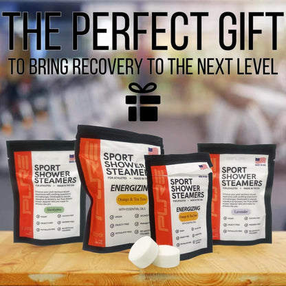 Pure Energizing Sport Shower Steamers - Natural Orange and Tea Tree Essential Oils, Made in USA, Energy Boost for Athletes, Best Relaxing Birthday Gift Set for Stress Relief, Recovery and Self Care