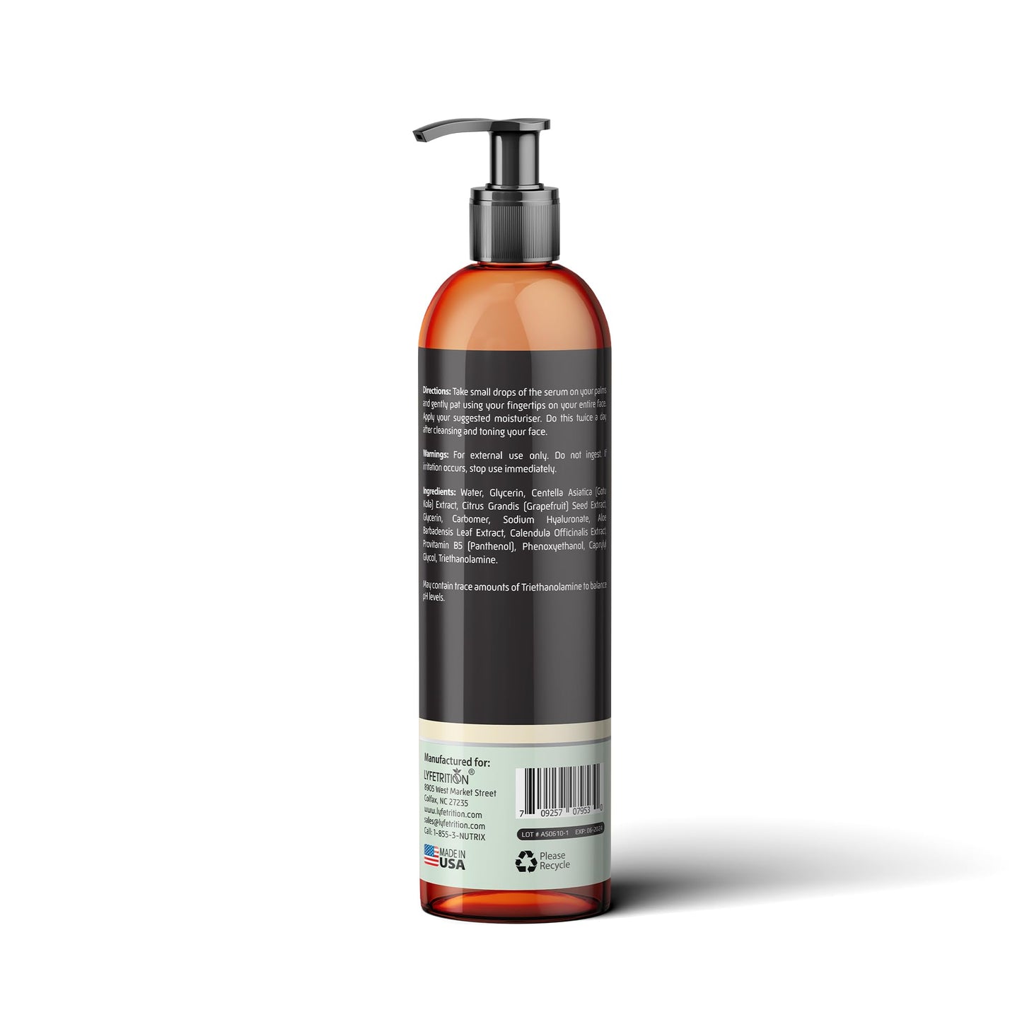 Lyfetrition Centella Asiatica Cica Serum - 12 Fl Oz Large Bottle - Anti-Aging Face Serum for Sensitive Skin Cream - Boosts Collagen Production Younger Skin