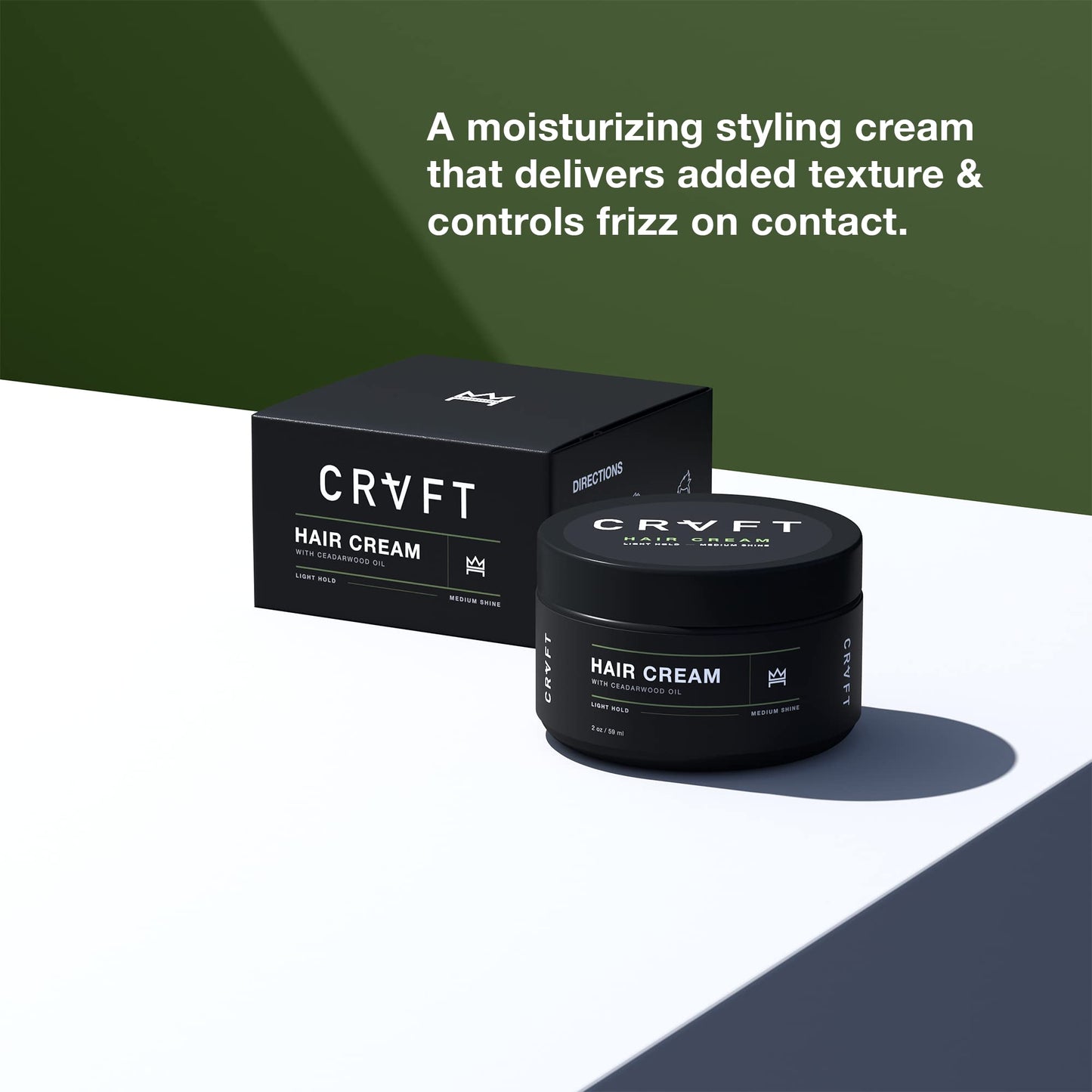 CRVFT Hair Cream 2oz | Light Hold/Medium Shine | Reduce Frizz/Add Shine & Definition | Ideal for All Hair Types & Lengths | Hydrating Men's Styler | Made in the USA | Paraben & Sulfate Free [Scented]
