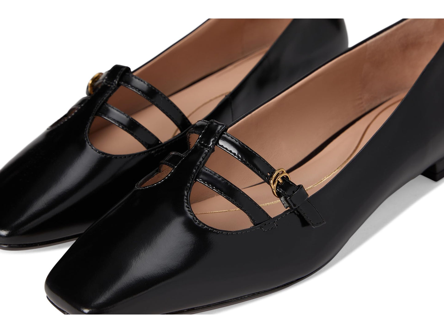 Cole Haan Women's Brigid Tstrap Ballet Flat, Black Leather, 7