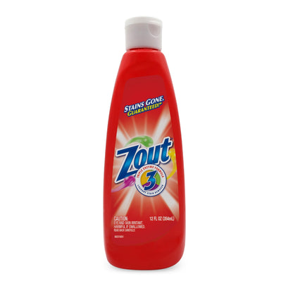 Zout Laundry Stain Remover, Triple Enzyme Formula for Blood, Tomato Sauce, & Oil Stains, Made in USA, 12 Ounce Squeeze Bottle with Flip Top Cap