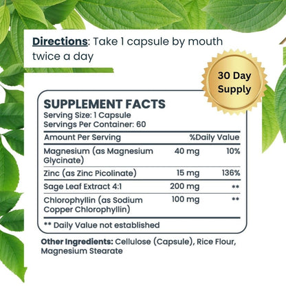 DeoCaps Whole Body Deodorizing Supplement - 100% Natural Internal Deodorant + Sweat Relief - Body Odor Pills Reduce Odor In Underarms, Intimate Areas & Feet - Body Deodorant Capsules - 60 Capsules