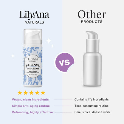 LilyAna Naturals Eye Cream - Eye Cream for Dark Circles and Puffiness, Under Eye Cream, Anti Aging Eye Cream Reduce Fine Lines and Wrinkles (1.0 Ounce, Retinol)