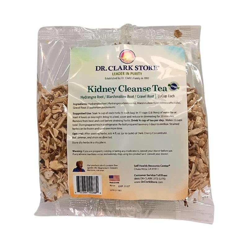Dr. Clark Dietary Supplement - Kidney Cleanse Tea Bags Supports Kidney Function & Expulsion Kidney Stones - Hydrangea, Marshmallow Root & Gravel Root - 3 Bags per Pack