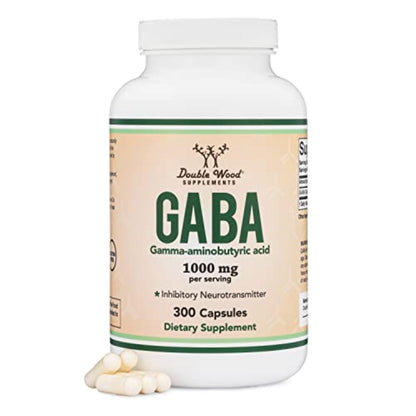 GABA Supplement (300 Capsules, 1,000mg per Serving) Promotes Calm, Relaxation, and Supports Sleep (Vegan Safe, Gluten Free, Non-GMO)(Gamma Aminobutyric Acid) by Double Wood
