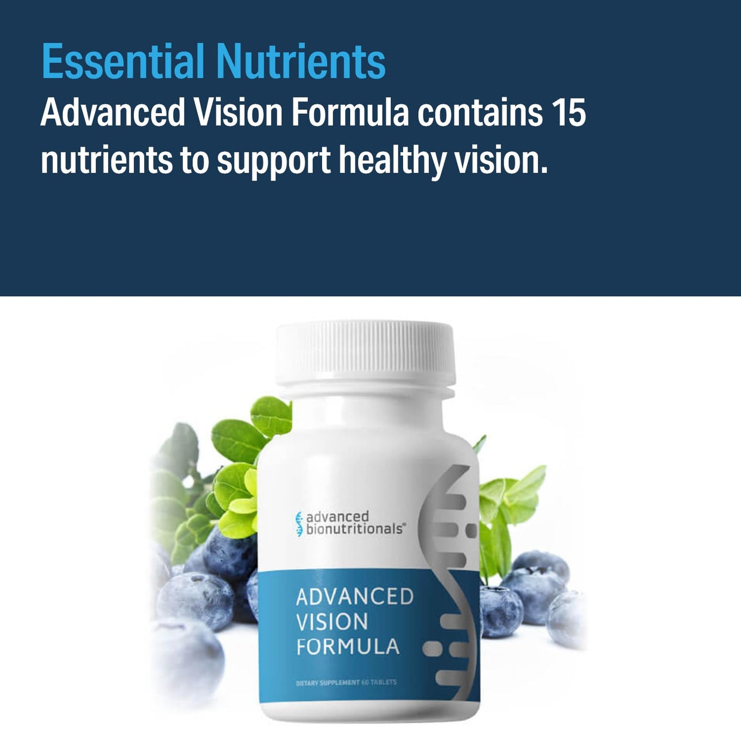 Advanced Bionutritionals – Advanced Vision Formula Supplement, Healthy Vision, Eye Function Support, Eye Vitamins, Lutein, Zeaxanthin, Vitamin A, C, Zinc, Gluten Free, Dairy Free, Vegan (60 Tablets)