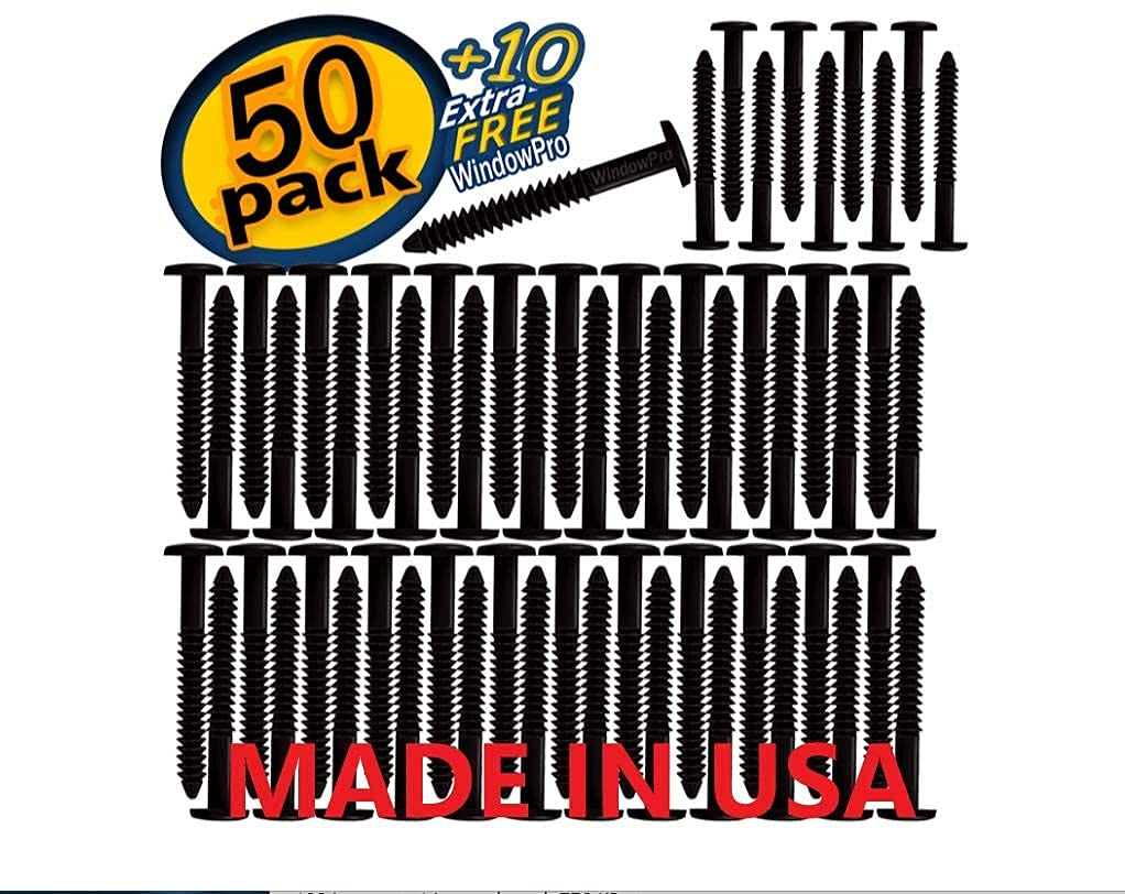 Window Shutters Panel Peg Lok Pin Pegs Screws Spikes Anchor3 inch 60 Pack Fasteners (Black) WindowPro Exterior Vinyl Shutter Hardware Made in USA