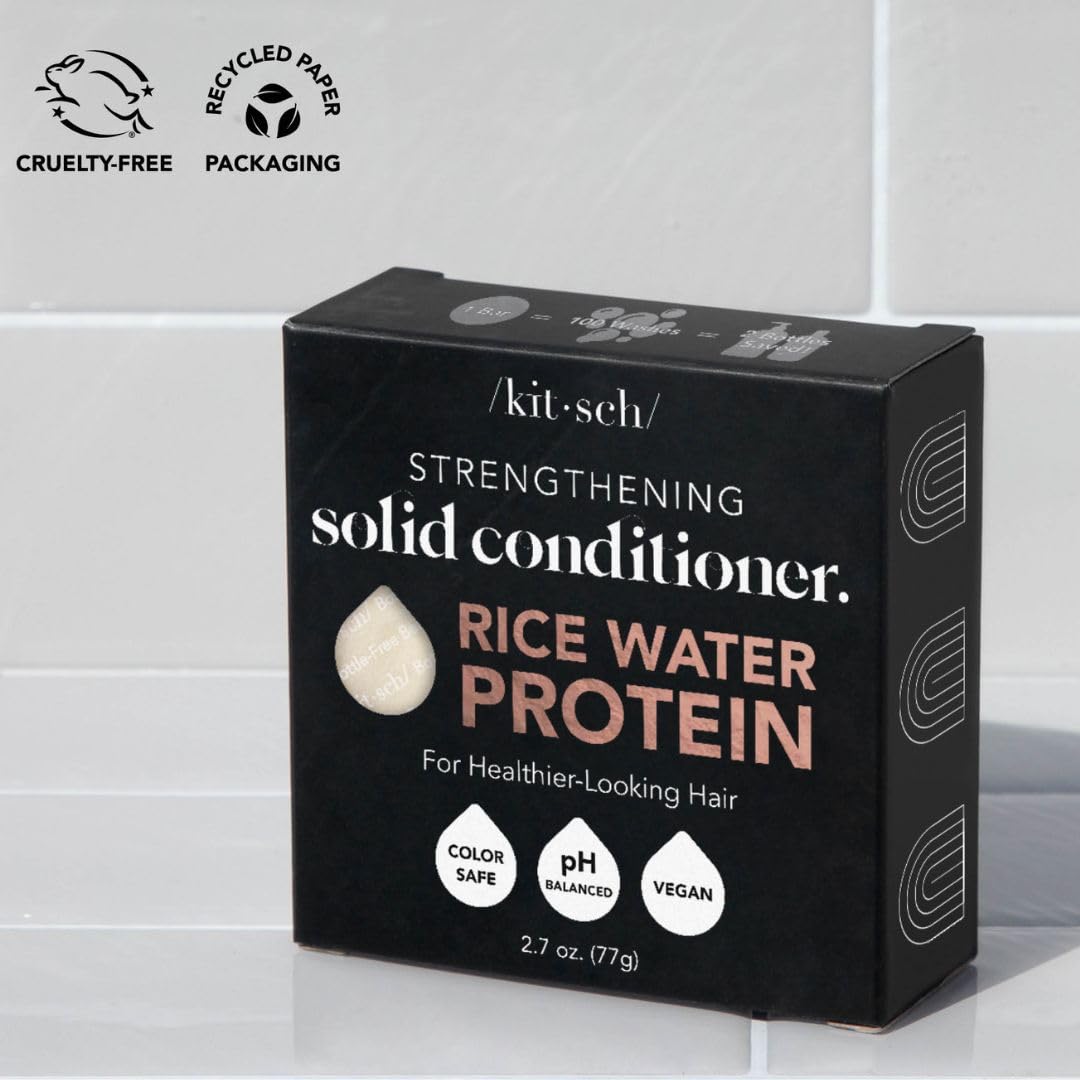 Kitsch Rice Water Hair Conditioner Bar - Soap Bar for Hair Care - Conditioner for Women and Men - Moisturizing & Strengthening for All Hair Types - Sulfate-Free, Paraben-Free - Made in USA - 2.7oz