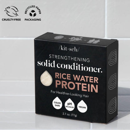 Kitsch Rice Water Hair Conditioner Bar - Soap Bar for Hair Care - Conditioner for Women and Men - Moisturizing & Strengthening for All Hair Types - Sulfate-Free, Paraben-Free - Made in USA - 2.7oz