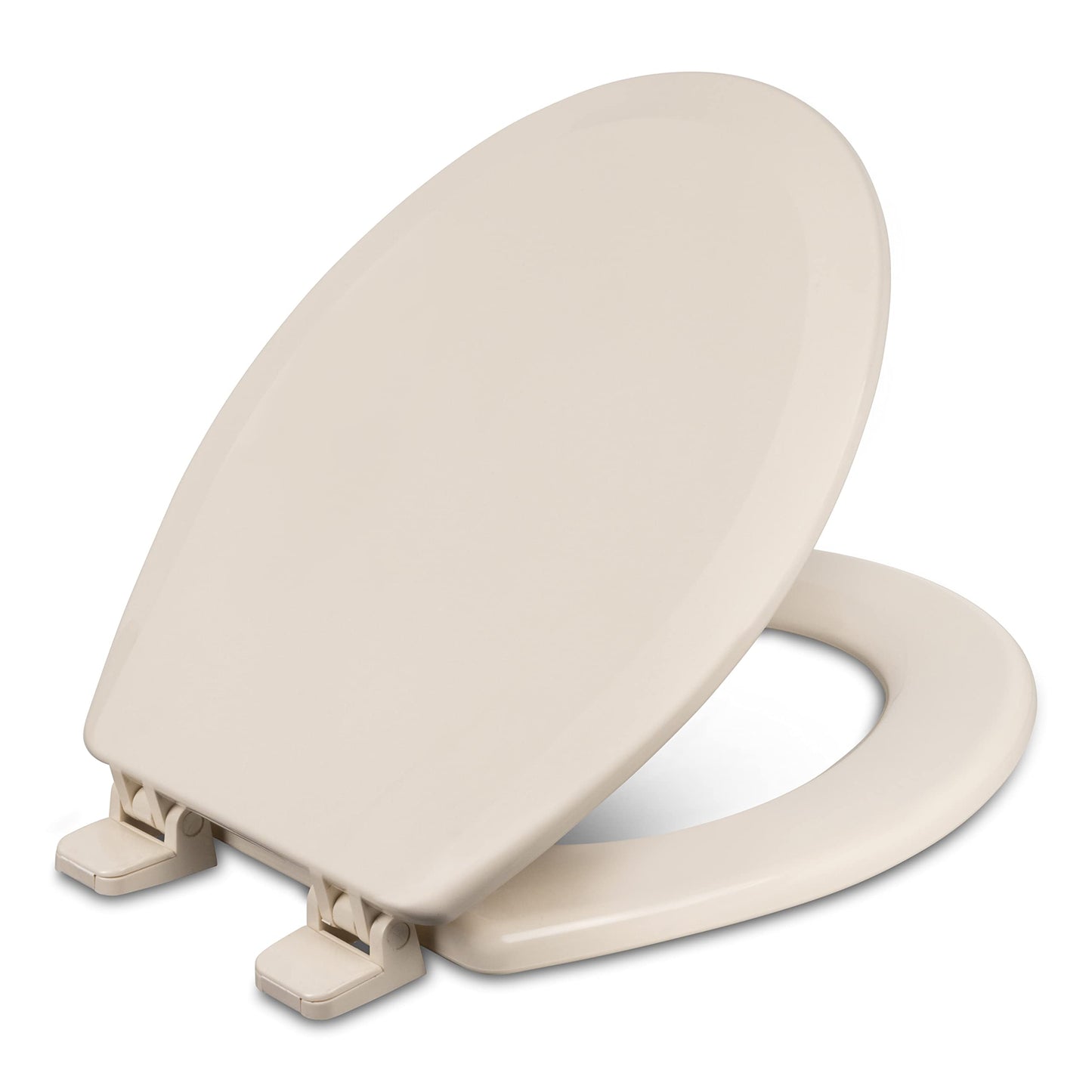 Centoco Wooden Toilet Seat Round, Closed Front with Cover, Residential, Made in the USA, 700-106, Bone