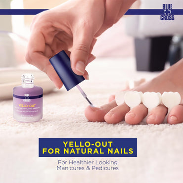 Blue Cross Yello Out, Yellow-Neutralizing Basecoat, Purple Toner for Yellow Nails + Fingernail Polish Color Enhancer, Professional Nail Care, Made in USA, 15mL/0.5fl oz