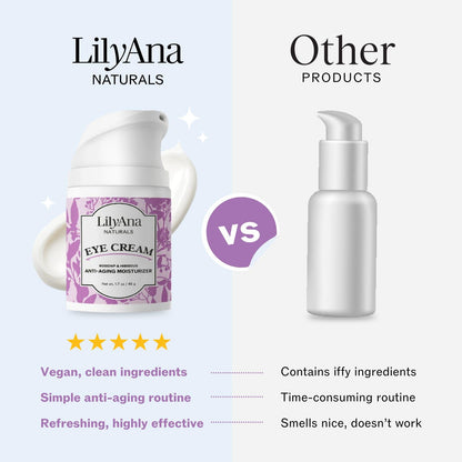 LilyAna Naturals Eye Cream for Dark Circles and Puffiness, Under Eye Cream for Wrinkles and Bags, Anti Aging - helps Improve Dryness; for Sensitive Skin - 1.7 oz - Made in USA