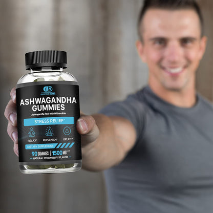 EFFECTIVE NUTRA Ashwagandha Gummies 1500mg | Stress Relief, Immune Support, Calm Mood, Energy | Natural Berry Flavor | 45-Day Supply | Vegan, Gluten-Free, Non-GMO | Supplement for Men & Women (90ct)