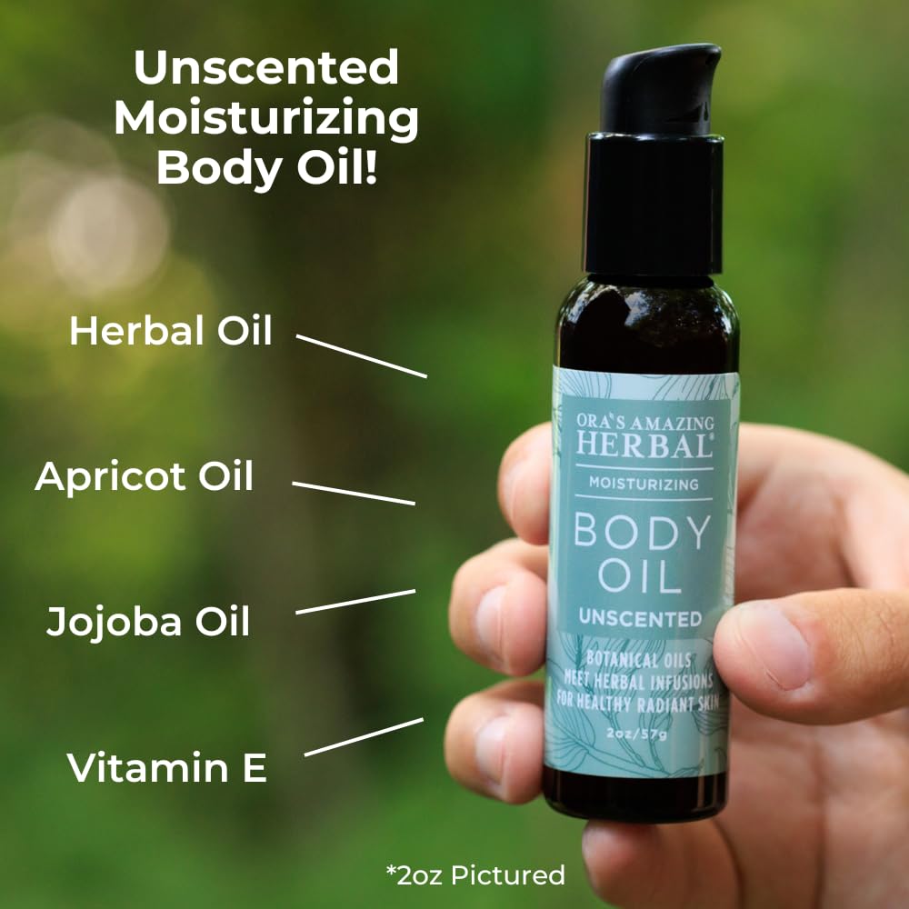 Unscented Body Oil Travel Size With Pump, Fragrance Free Massage Oil, Moisturizing Body Oils for Men and Women, Grapeseed Oil for Skin, Jojoba & Apricot with Calendula,