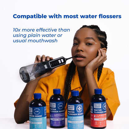Concentrated Water flosser Rinse & mouthwash Gum Care| Add to Water Flosser & Oral irrigator | Apple Mint| Pack of 1 = 16.9 fl.oz | Alcohol Fluoride Free, Made in USA | WATER DENT