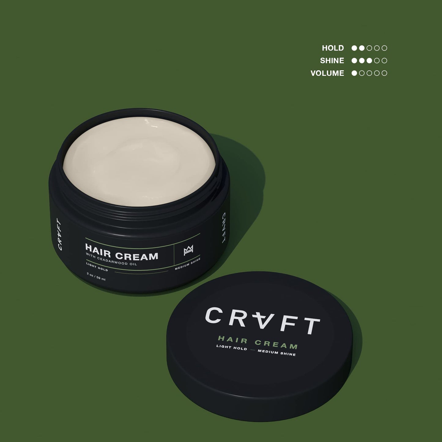 CRVFT Hair Cream 2oz | Light Hold/Medium Shine | Reduce Frizz/Add Shine & Definition | Ideal for All Hair Types & Lengths | Hydrating Men's Styler | Made in the USA | Paraben & Sulfate Free [Scented]