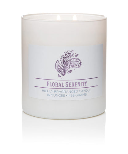CAROLINA Floral Serenity Scented Candle, 16 oz Wellness Relaxing Aromatherapy Candle, 2 Wick White Jar Soy Blend Wax, Candles for Home, 60H Burn - Made in The USA