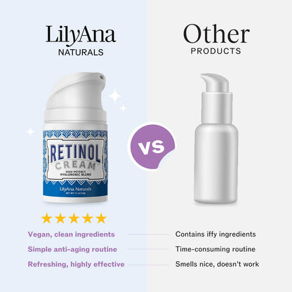 LilyAna Naturals Retinol Cream - Made in USA, Anti Aging Moisturizer for Face and Neck,Wrinkle, Retinol Complex - 1.7oz