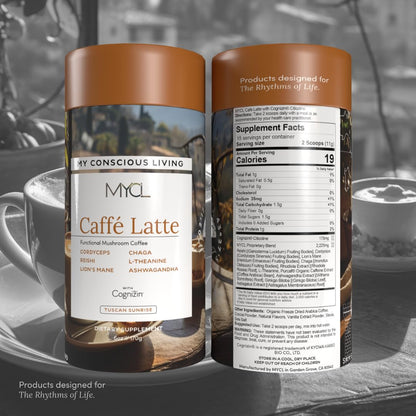 MYCL Cognizin Mocha Latte Mushroom Coffee - 175mg Cognizin Citicoline + 2,100mg Fruiting Body – Reishi, Lion’s Mane, Cordyceps & Chaga - Focus, Memory & Energy - Organic, Vegan - 15 Servings