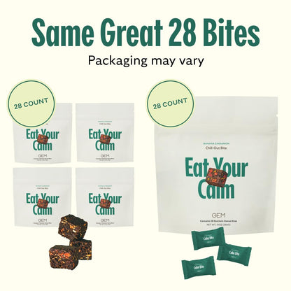 GEM Chill-Out Calm Bite | Supports Calm Mind & Clarity | Magnesium L-Threonate, Golden Chlorella, Lemon Balm | Holistic Non-Habit Forming | Gluten Free, Soy Free, Banana Cinnamon, 28 Servings