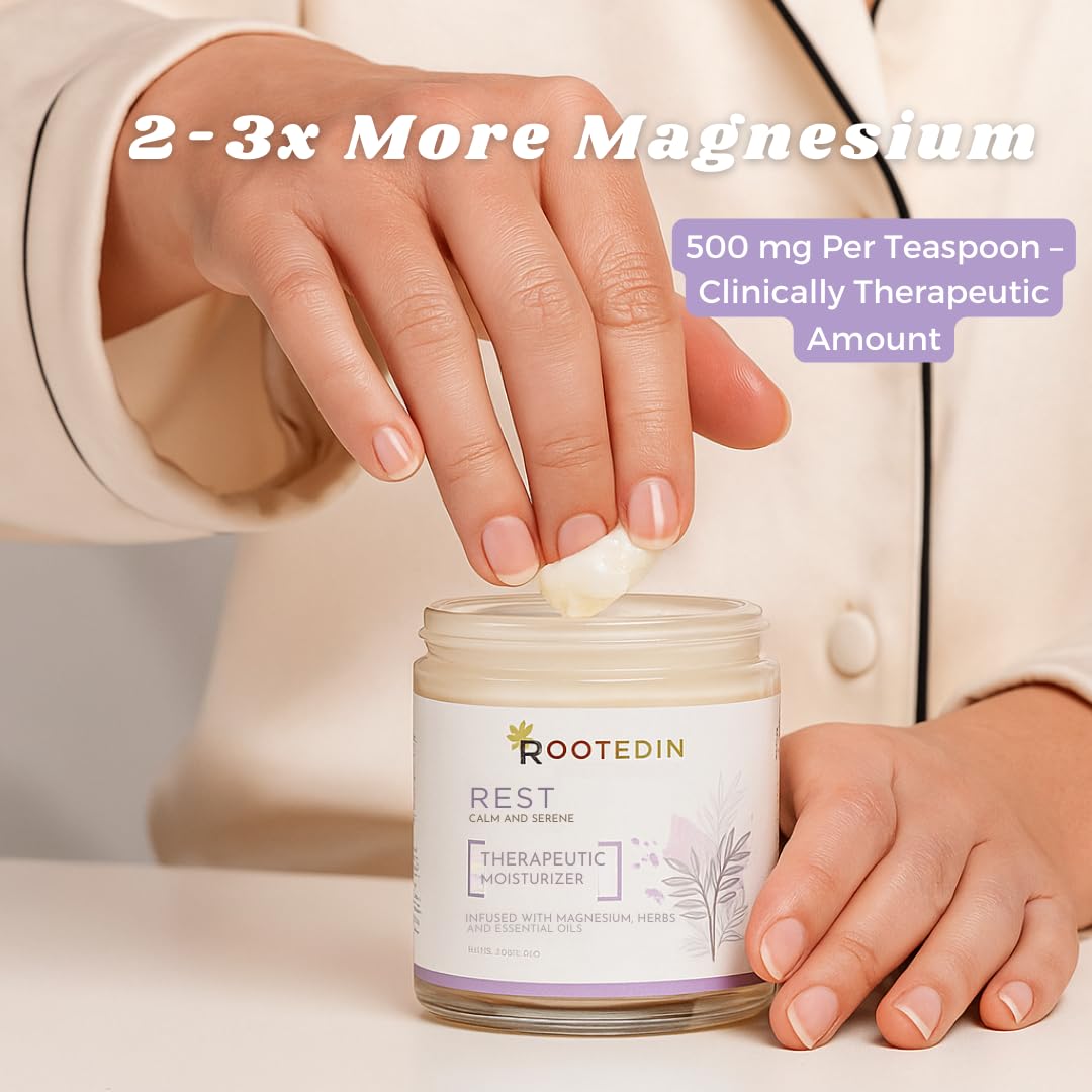 Rooted In Rest Magnesium Lotion for Sleep – Science Backed Sleep Aid – 2X More Magnesium Chloride – Fast, Effective Relaxation with Lavender, Passion Flower & Chamomile - Made in USA – 4 oz