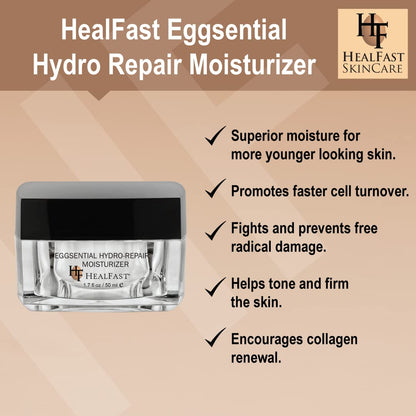 HealFast Eggsential Hydro-Repair 1.7 Oz – Anti Aging Skin Moisturizer to Smooth Skin and Reduce Wrinkles – Suitable for All Skin Types for Both Men and Women – Fragnance & Paraben Free