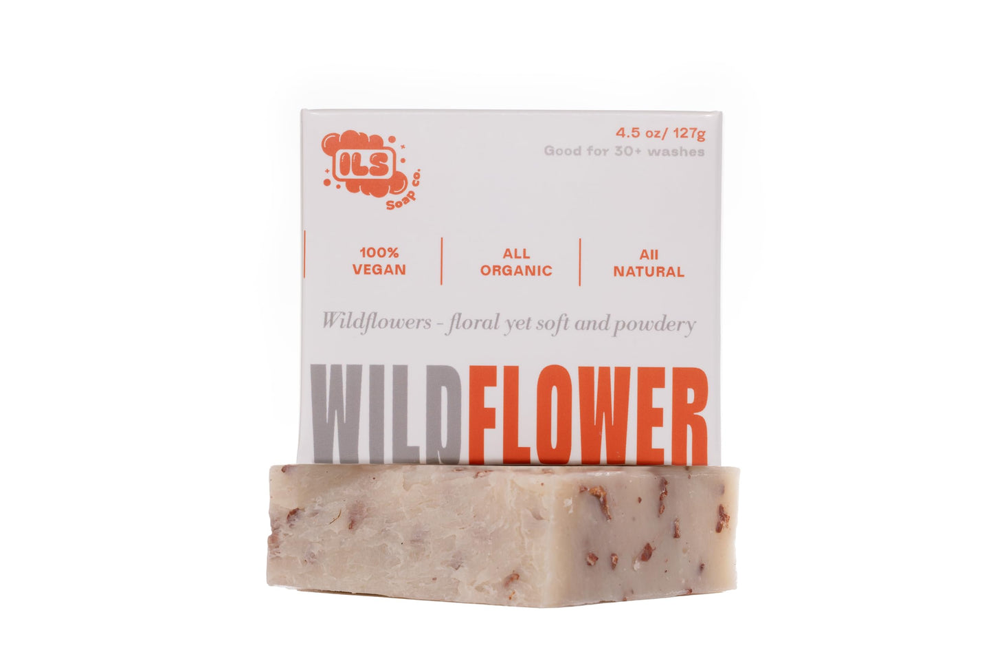ILS Soap co - Wildflowers (Floral with light Exfoliation) All Natural Bar Soap for All Skin Types - Plant Based, Cold Process and Handmade in the USA (single bar)