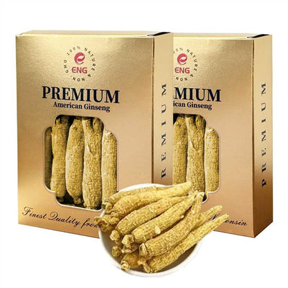 ENG Premium Jumbo Root -American Wisconsin Ginseng,4oz/Box Organic Panax Ginseng Supplement for Men & Women, Hand Selected Jumbo Root to Boost Immunity & Energy, for Tea & Soup (Pack of 2)