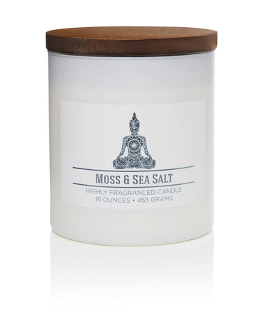 CAROLINA Moss & Sea Salt Scented Candle, 16 oz Wellness Relaxing Aromatherapy Candle, 2 Wick White Jar Soy Blend Wax, Candles for Home, 60H Burn - Made in The USA