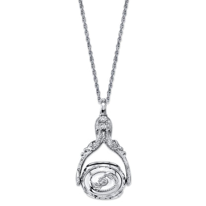1928 Jewelry 3 Sided Flower Spinner Picture Locket Pendant Necklace For Women 30", Ladies Vintage Style Photo Keepsake, Made In USA